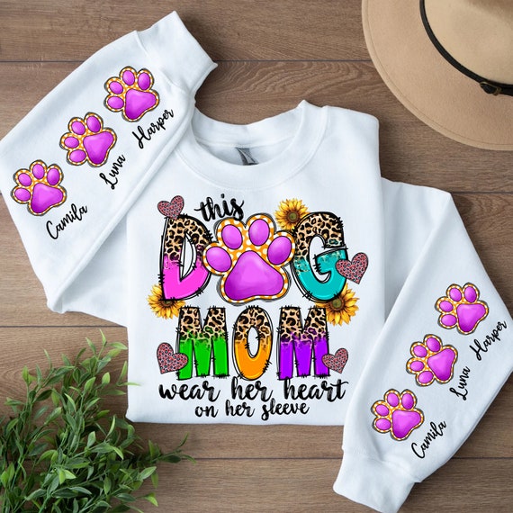 This Dog Mom Wears Her Heart on Her Sleeve Png, Dog Paw Png