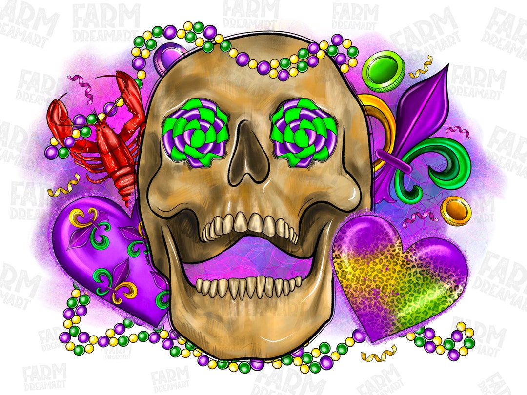 mardi gras skull beads