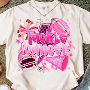 Tackle Cancer Png,Breast Cancer Awareness Png,Cheerleading Cancer Support Png,Pink Ribbon Football Design,Cancer Awareness Sublimation