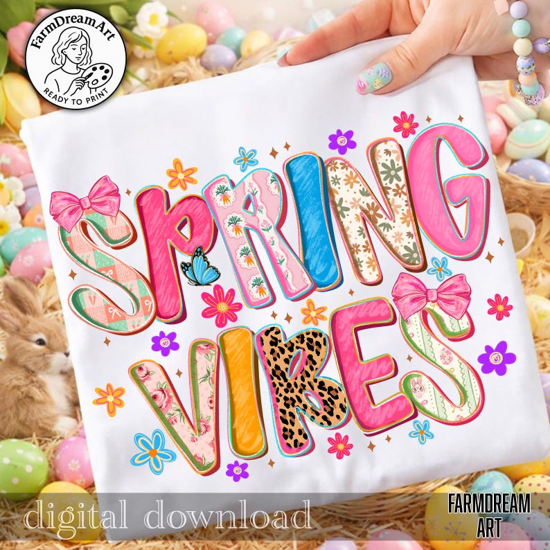 Spring Vibes PNG,Spring Aesthetic PNG,Colorful Spring Design,Floral Spring Art,Spring Sublimation PNG,Spring Shirt Graphic,Cute Spring Png image 5