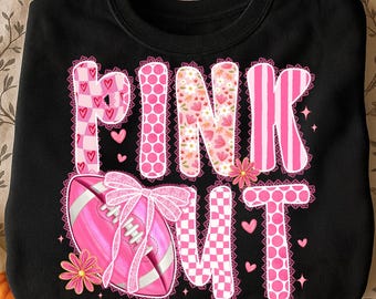 Preppy Pink Out Png,Breast Cancer Png,Pink Football Png,Football Sublimation Png,Pink Ribbon Png,Pink Support Team Png,Pink Lace Ribbon Png