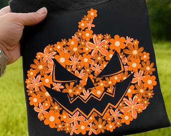 Halloween Pumpkin Floral Design,Spooky Pumpkin Sublimation,Floral Jack O Lantern PNG,Halloween Flowers Pumpkin,Fall Pumpkin Sublimation PNG