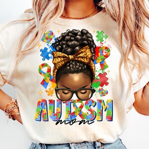 Autism Mom PNG,Messy Bun Autism Mom,Autism Awareness Clipart,Puzzle Piece Mom Png,Proud Autism Mom PNG,Special Needs Mom Png image 4
