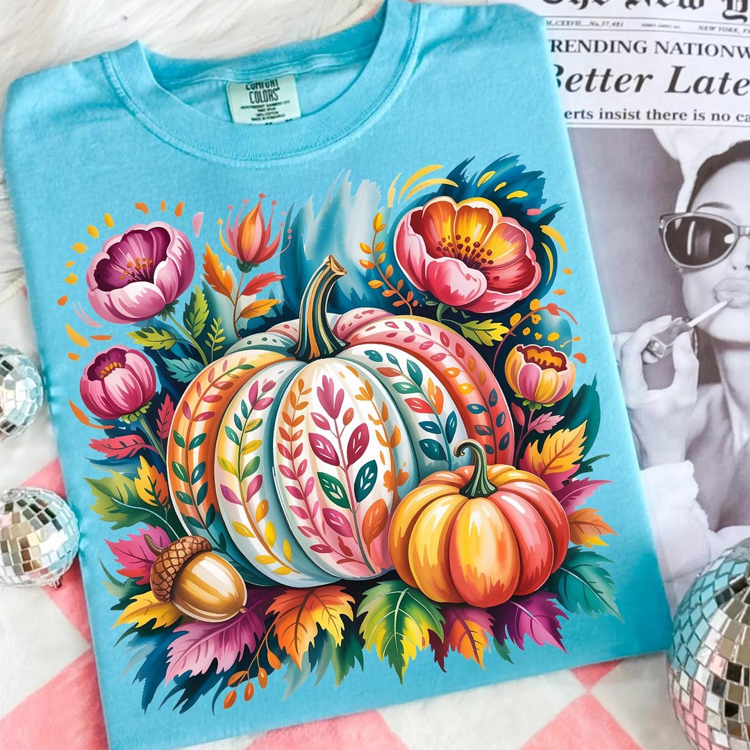 Fall Pumpkin Sublimation Png,autumn Boho Floral Pumpkin Png ...