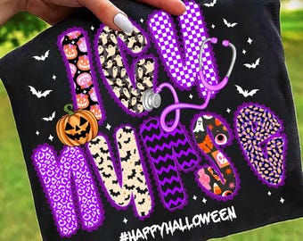 Halloween ICU Nurse Png,ICU Nurse Sublimation Design,Halloween Nurse Png File,Spooky Nurse Sublimation Png,ICU Nurse Halloween Shirt Design