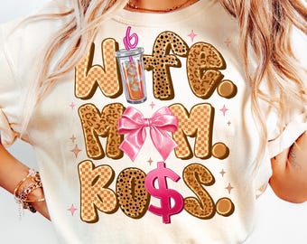 Wife Mom Boss PNG,Trendy Mom Sublimation,Leopard Print Mom Design,Boss Babe Sublimation PNG,Iced Coffee Lover PNG,Strong Mom,Mother's Day