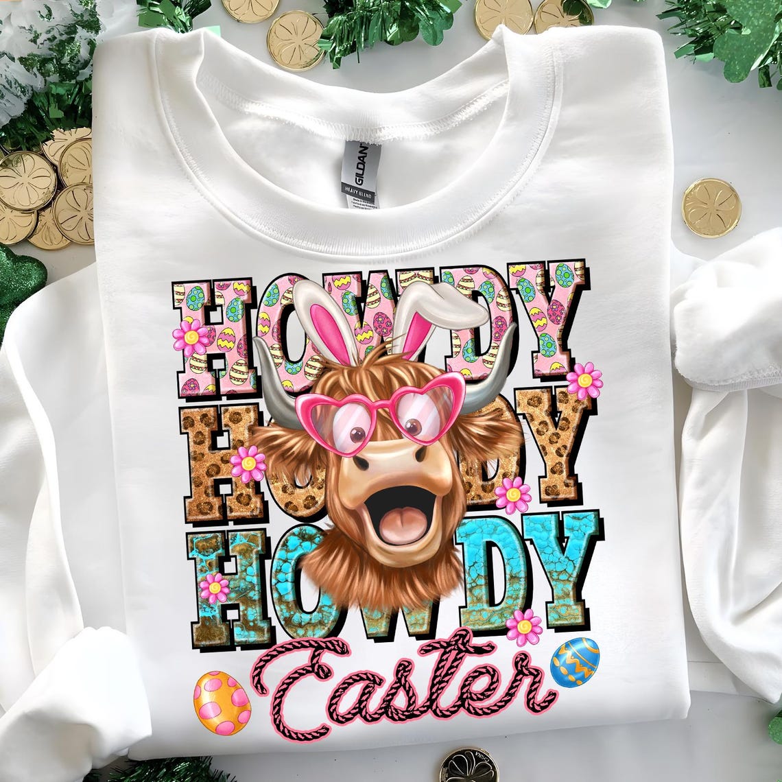 Spring Howdy Howdy Easter Png,highland Cow Easter Png,howdy Easter Shirt Design ...
