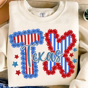 4th of July Texas Sublimation PNG,Floral Texas State PNG,Red White Blue TX Design,Patriotic State Sublimation,Texas Flowers Png