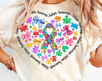 Autism Awareness Png, Heart Puzzle Coquette Bow Png, Autism Mama Png, Autism Advocate Png, Special Education, Neurodiversity, Autism LifePng
