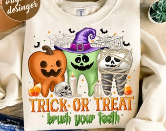 Halloween Dentist PNG, Retro Halloween Png, Spooky Dental Assistance, Dental Hygienist, Pediatric Dentist, Halloween Sublimation Design