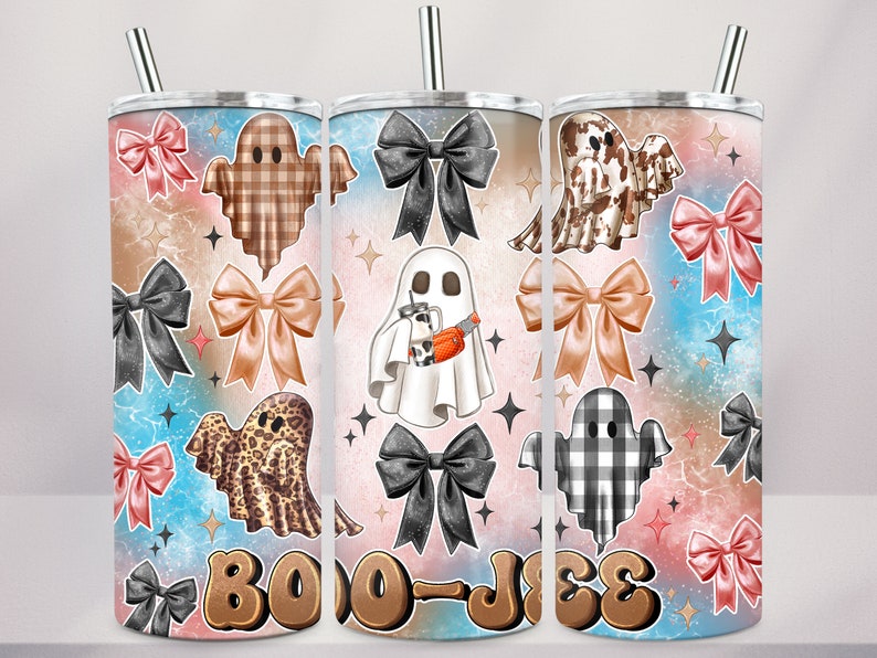 Cute Ghost Halloween Boo Jee Png Tumbler Wrap 20oz Skinny Sublimation ...