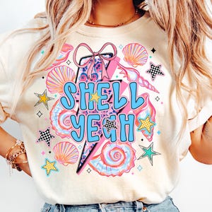 Shell Yeah Png, Seashell Floral Coquette Png, Seashell Pink Design Png, sublimation design,Seashell design,Clam Design Png, beach vibes