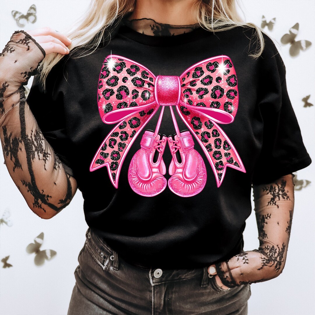 Breast Cancer Coquette Bow With Boxing Gloves Png,trending Png ...