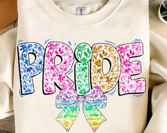 Pride Coquette Bow Png,Rainbow Sublimation Design,LGBTQ Pride Design,Floral Pride PNG,Rainbow Bow Sublimation,LGBTQ Design Png,Equality Png
