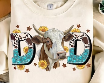 Cow Dad PNG,Western Dad Sublimation,Farm Dad Shirt Design,Turquoise Cowhide Dad PNG,Country Dad Png,Cow Print Dad Sublimation