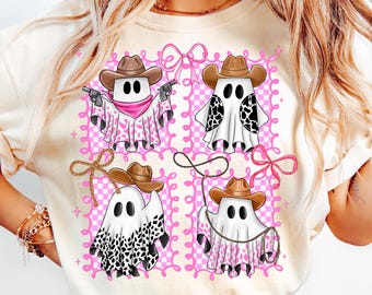Cowboy Ghost Coquette Png,Halloween Western Png,Cute Ghost Sublimation,Pink Halloween PNG,Spooky Cute Png,Cowgirl Halloween Coquette