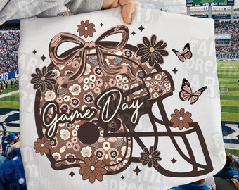 Floral Football Helmet Png,Game Day Helmet Png,Boho Football Design,Western Game Day,Bow Helmet Png,Retro Football Helmet,Autumn Football