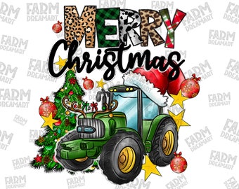 Red Tractor Christmas Png - Etsy