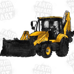 Bulldozer Png Sublimation Design, Hand Drawn Construction Machine Png, Construction Vehicle Png, Heavy Equipment Png,Excavator Png Downloads