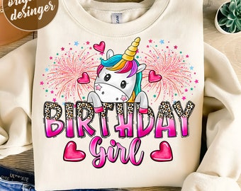 Birthday Girl PNG, Unicorn Birthday PNG, Western, Birthday Party Png, Birthday Princess Clipart, Sublimation Design, Digital Download PNG