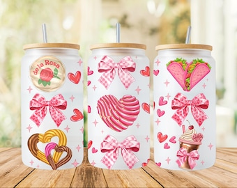 Valentine Concha Pan Dulce Png,16oz Glass Cup Wrap Png,16oz Glass Cup Png,Concha Valentine's Day Png,Candy Valentines Png,Valentine Coquette