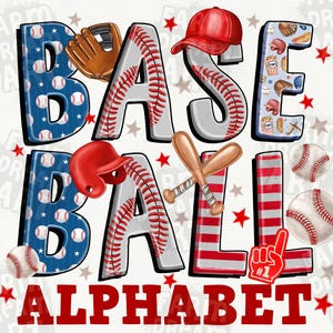 Baseball Alphabet Letters PNG Bundle, Alphabet Clipart, Baseball Hand Drawn Doodle, Sublimation Alpha Set Designs PNG, Baseball mama png