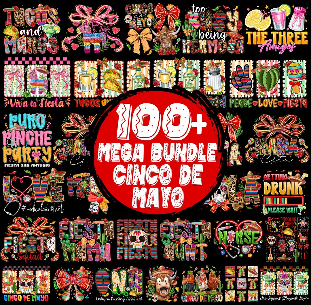Cinco De Mayo Bundle,cinco De Mayo PNG Bundle,fiesta Bundle,100 Plus ...