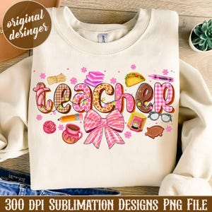 Teacher Pink Christmas Mexican Png, Pantasmas Png,Christmas Teacher Png,Spanish Christmas,Feliz Navidad Png,Teacher Life png,Mexican Conchas