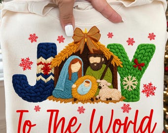 Joy To The World PNG,Nativity Scene Design,Christian Christmas Art,Jesus Birth Sublimation,Religious Holiday PNG,Holy Family Design