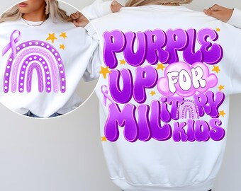 Purple Up PNG,Military Kids Sublimation,Month of the Military Child Design,Purple Ribbon Support PNG,Military Child Awareness PNG