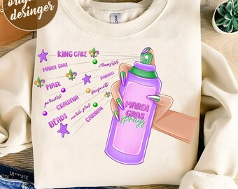 Mardi Gras Sprays png, Mardi gras Crawfish, King Cake Mardi Gras PNG, Digital Design, Sublimation Design, Digital Download, Instant Download