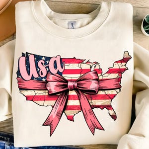 USA Map Coquette Png,Patriotic Bow Sublimation,Fourth of July PNG,American Flag Map Design,Pink Patriotic Shirt Png,Bow Tie USA Design