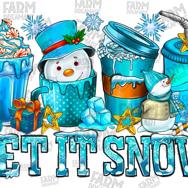 Let It Snow Winter Coffee Cups Png Sublimation Design, Let It Snow Png, Christmas Snowman Png, Winter Coffee Png, Winter Gnome, Download