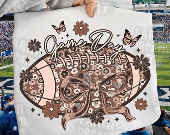 Game Day Sublimation,Floral Football Png,Boho Football Design,Western Game Day Png,Coquette Football Design,Game Day Png,Autumn Football Png