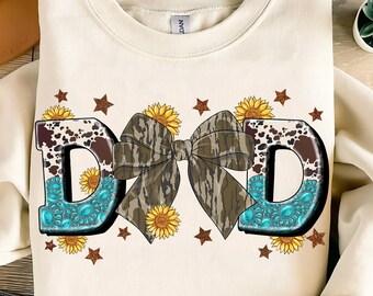 Western Dad Coquette Png,Cow Print Dad Design, Dad Sublimation,Sunflower Dad Design,Dad with Bow PNG,Father’s Day Png,Cowhide Father’s Day