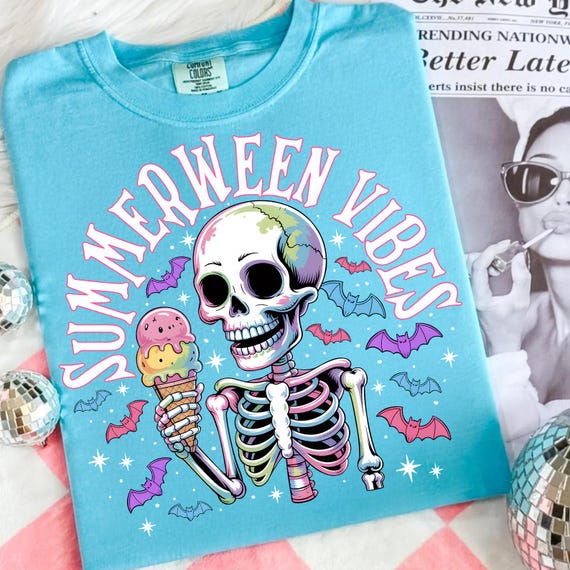 Summerween Vibes PNG, Funny Skeleton Float Halloween in Summer png, Trendy Sublimation Spooky Flamingo Pool Ghost Pumpkins Creepy png