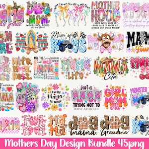 Mothers Day Sublimation Bundle,Mom PNG Bundle,Funny Mom PNG Designs,Boy Mom Girl Mom PNG,Motherhood Sublimation,Mothers Day Design image 1