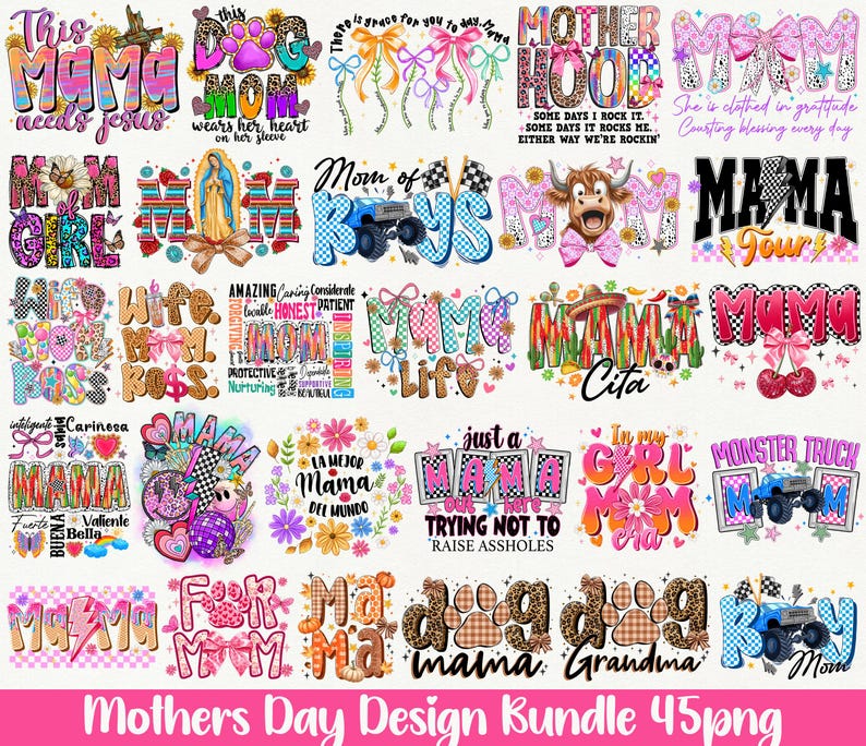 Mothers Day Sublimation Bundle,Mom PNG Bundle,Funny Mom PNG Designs,Boy Mom Girl Mom PNG,Motherhood Sublimation,Mothers Day Design image 1