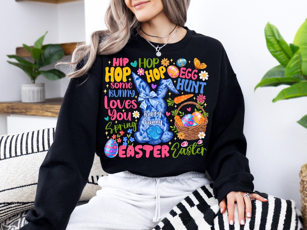 Happy Bunny Png, Floral Easter Png, Retro Easter Png, Easter Bunny Boho ...