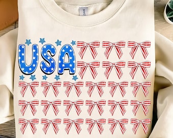 USA Flag Coquette Bow PNG,Patriotic Bow Sublimation,4th of July Bow Design,USA Stars and Stripes Bow,American Flag Bow,American Coquette Png