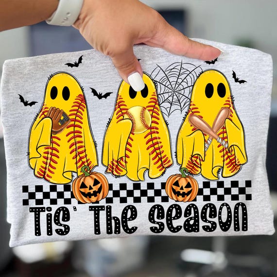 Softball Ghost Sublimation Png,Halloween Softball Png,Tis The Season Softball Design,Spooky Softball Ghost Png,Softball Pumpkin Design