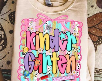 Kindergarten PNG,Kindergarten Sublimation,Back to School PNG,Kindergarten Teacher Design,First Day of School PNG,School Coquette Bow