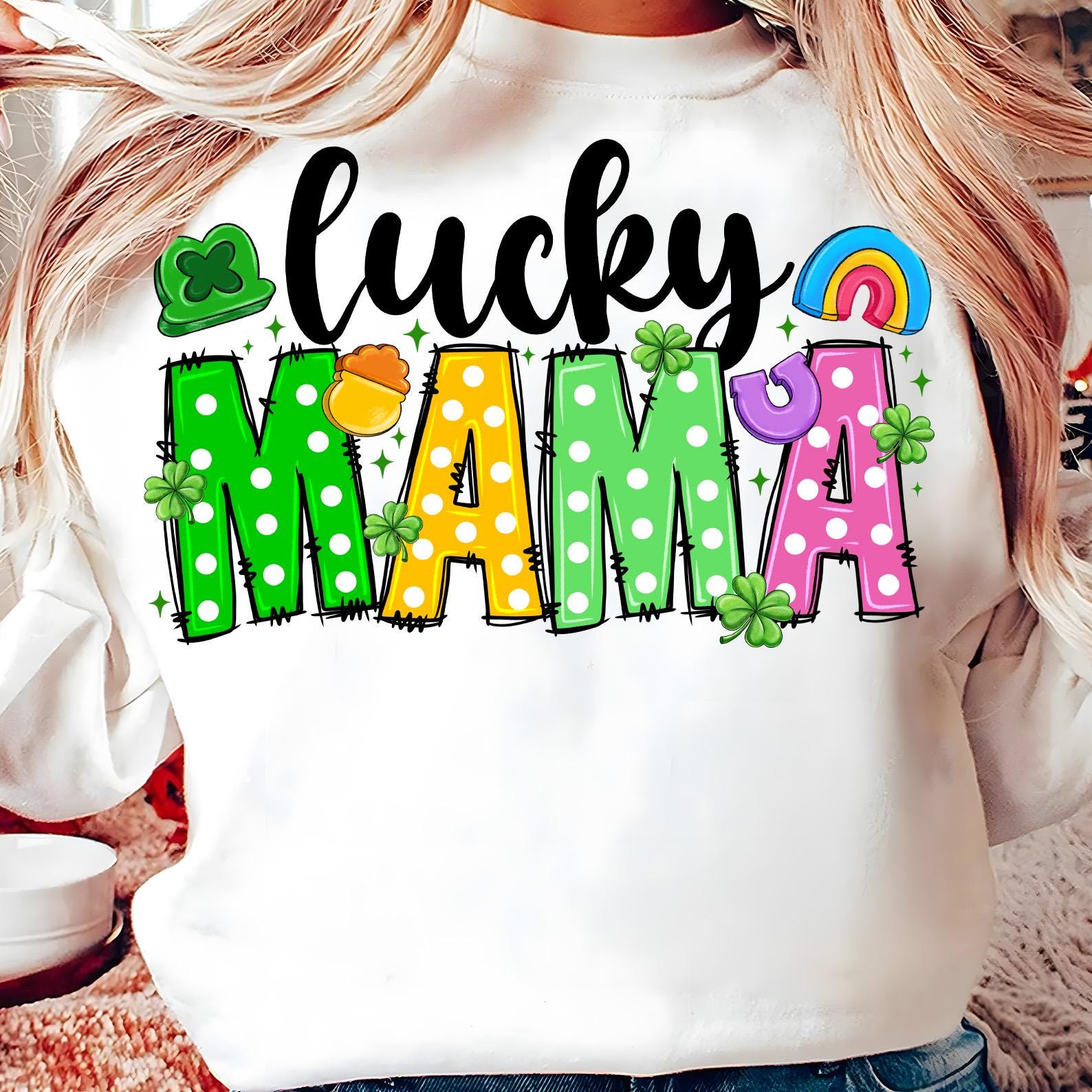 Lucky Mama Personalized Png,st Patricks Day Mom,cute Shamrock Mama