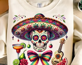 Cinco De Mayo Skull PNG,Sugar Skull Sombrero PNG,Mexican Skull Clipart,Fiesta Skull PNG,Margarita Skull Design,Cinco De Mayo Aesthetic