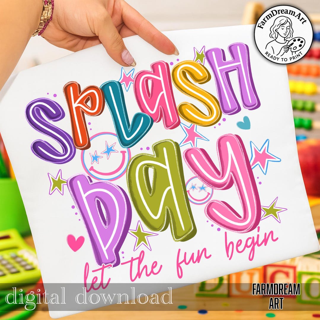 Splash Day Design Splash Day Png, Summer Png Design, Water Day PNG, Fun Day Png, Kids ...