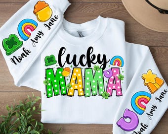 Lucky Mama Personalized PNG,St Patricks Day Mom,Cute Shamrock Mama,Retro Lucky Mama Design,Clover Mama Design,Lucky Mama Shirt Design
