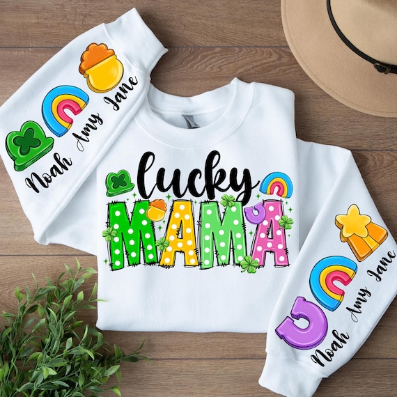 Lucky Mama Personalized Png,st Patricks Day Mom,cute Shamrock Mama