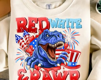 Red White and Rawr Png,4th of July Dinosaur PNG,Patriotic Dino Sublimation,USA Kids Shirt Design,Fourth of July T-Rex PNG,Dino Rawr Design
