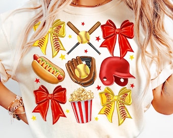 Red Softball Bow Png, Bow Softball Png Sublimation, Red Coquette Softball Png Design,Mama Png Download,Game Day Softball Sublimation