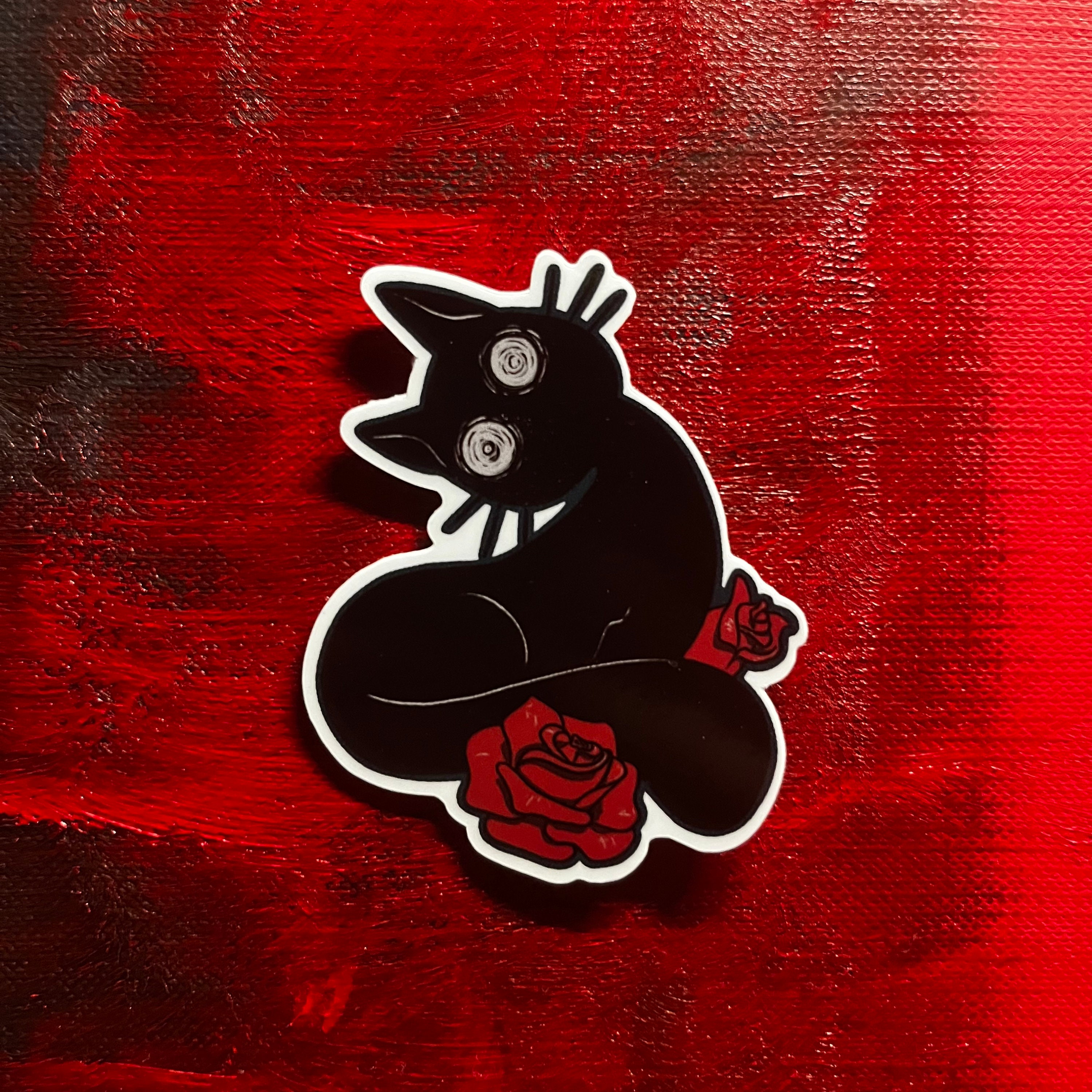 Black Cat Vinyl Sticker - Etsy